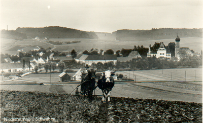 Ansicht von Niederraunau, Altlandkreis Krumbach, in den 50er Jahren